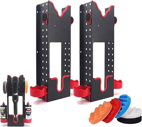 Soporte para pulidor de pared para pulidor, 2 piezas de estante para máquina de pulir con 5 almohadillas de pulido, soporte para amoladora angular,