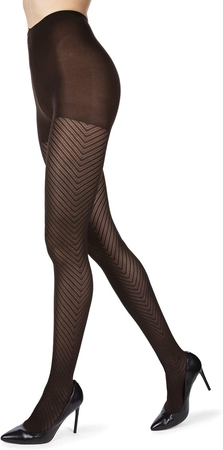 MeMoiChevron Control-Top Medium-Weight Smoothing Tights
