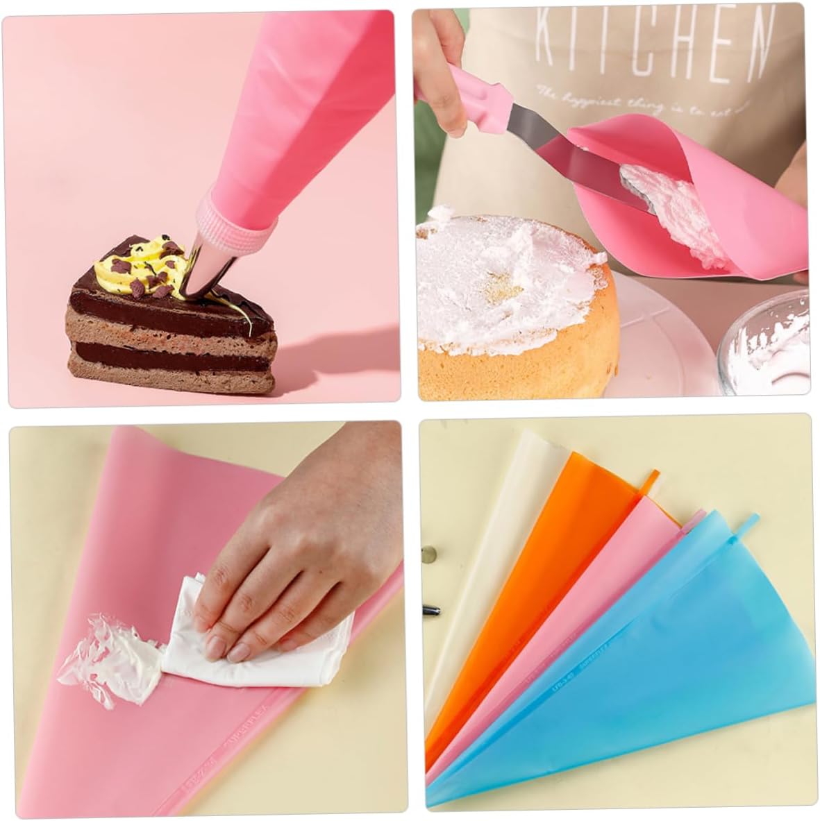 SOLUSTRE 3pcs Silicone Pastry Bags Reusable Piping Bags for Cake Decorating Baking Supplies for Cookies and Desserts