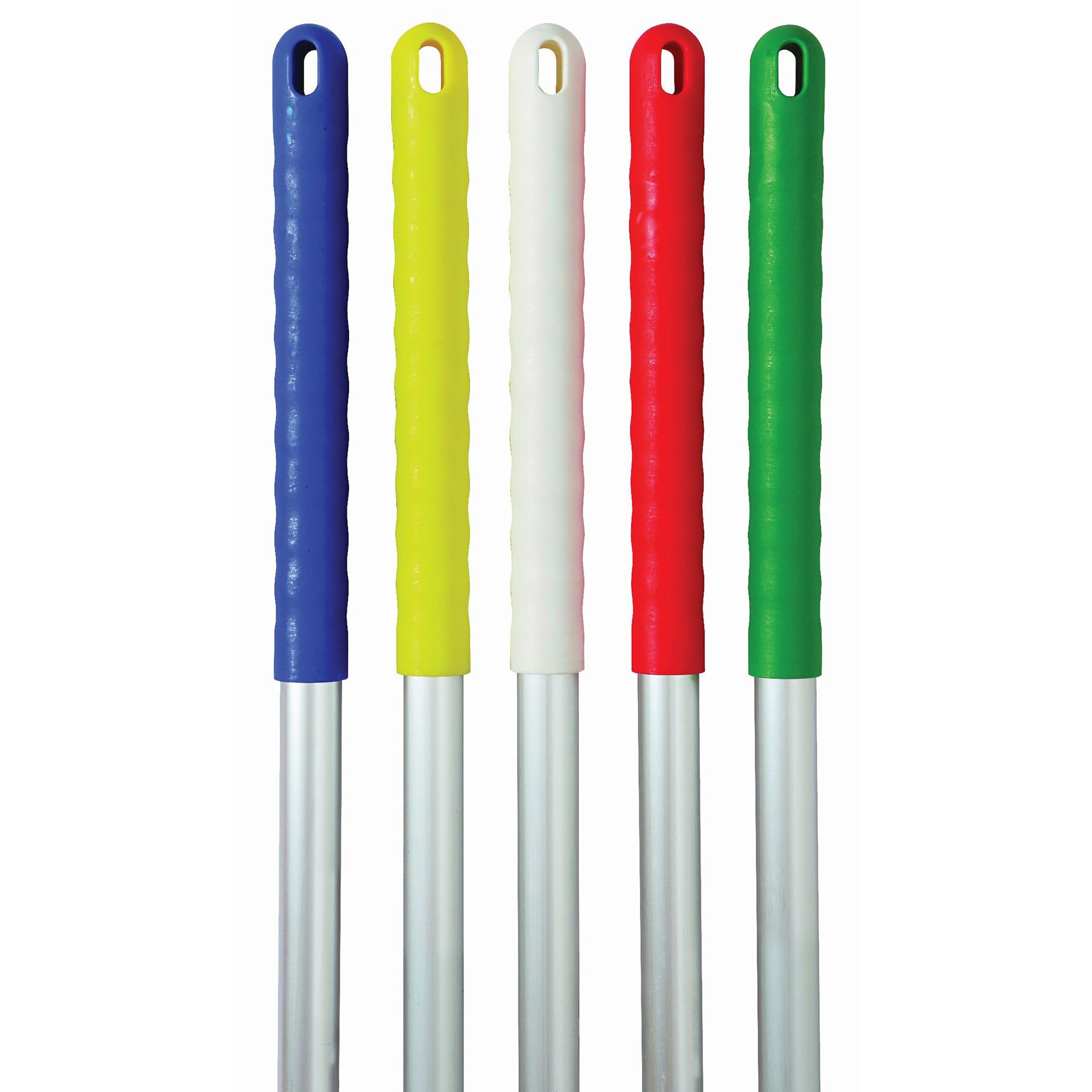 Aardvark Janitorial Supplies Multi Pack Of 5 Mop Handles, 125Cm, Aluminium, Screw Fitting, Available In Red, Blue, Green, Yellow And White (Multi)