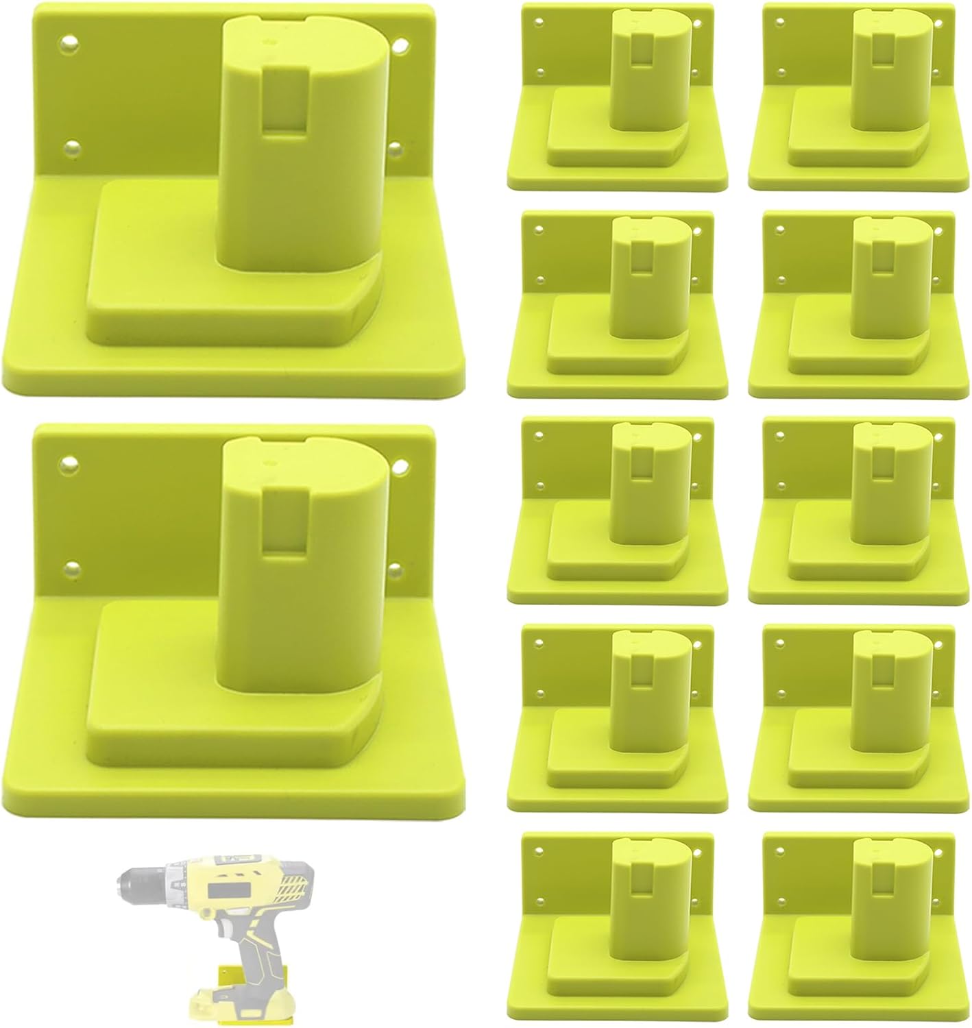 12 pack Tool Mount Holder Plastic Electric Tool Battery Dock Compatible with Ryobi 18V Battery Heavy Duty for Workshop Garage