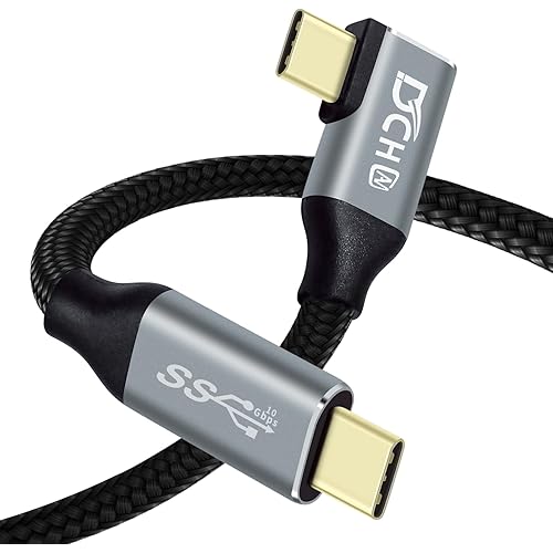 DCHAV 1.5ft 90 Degree USB C Cable 100W 4K Video Output Fast Charging 10Gbps Data Transfer 3.1 Gen 2 PD 20V 5A Nylon Braided Type C to Type C Monitor Cord Charge Phone Tablet Laptop Computer