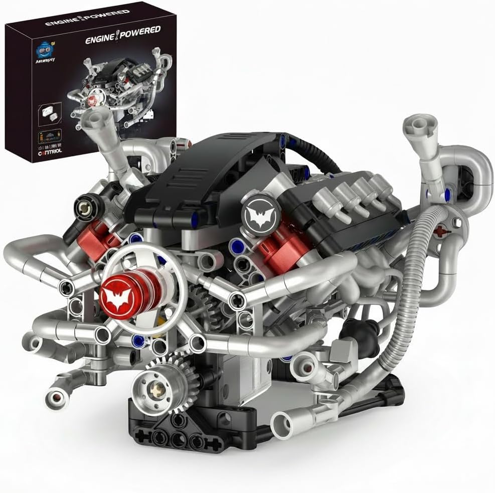 V8 Engine Model Kit, 770+ Pieces, Motorized Working Engine
