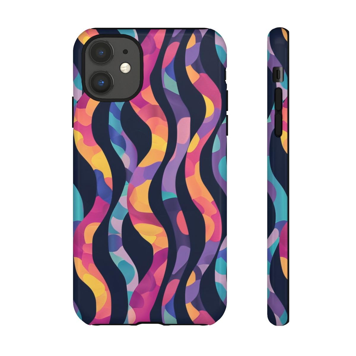 Coque rigide iPhone 11 motif abstrait ondulé coloré multicolore - 2