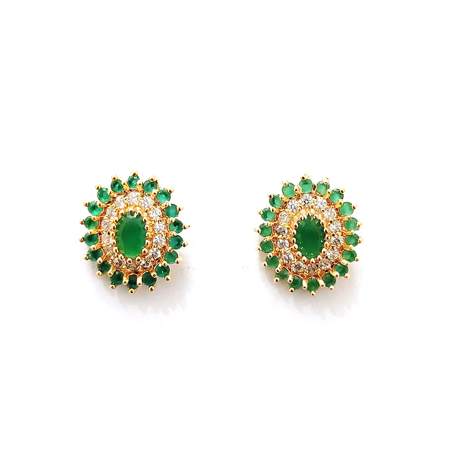 Glamorous Beautiful Looks GREEN & WHITE Ad Earring Cubic Zirconia Brass Stud Earring (B099BJCY8F) Amazon Price History, Amazon Price Tracker