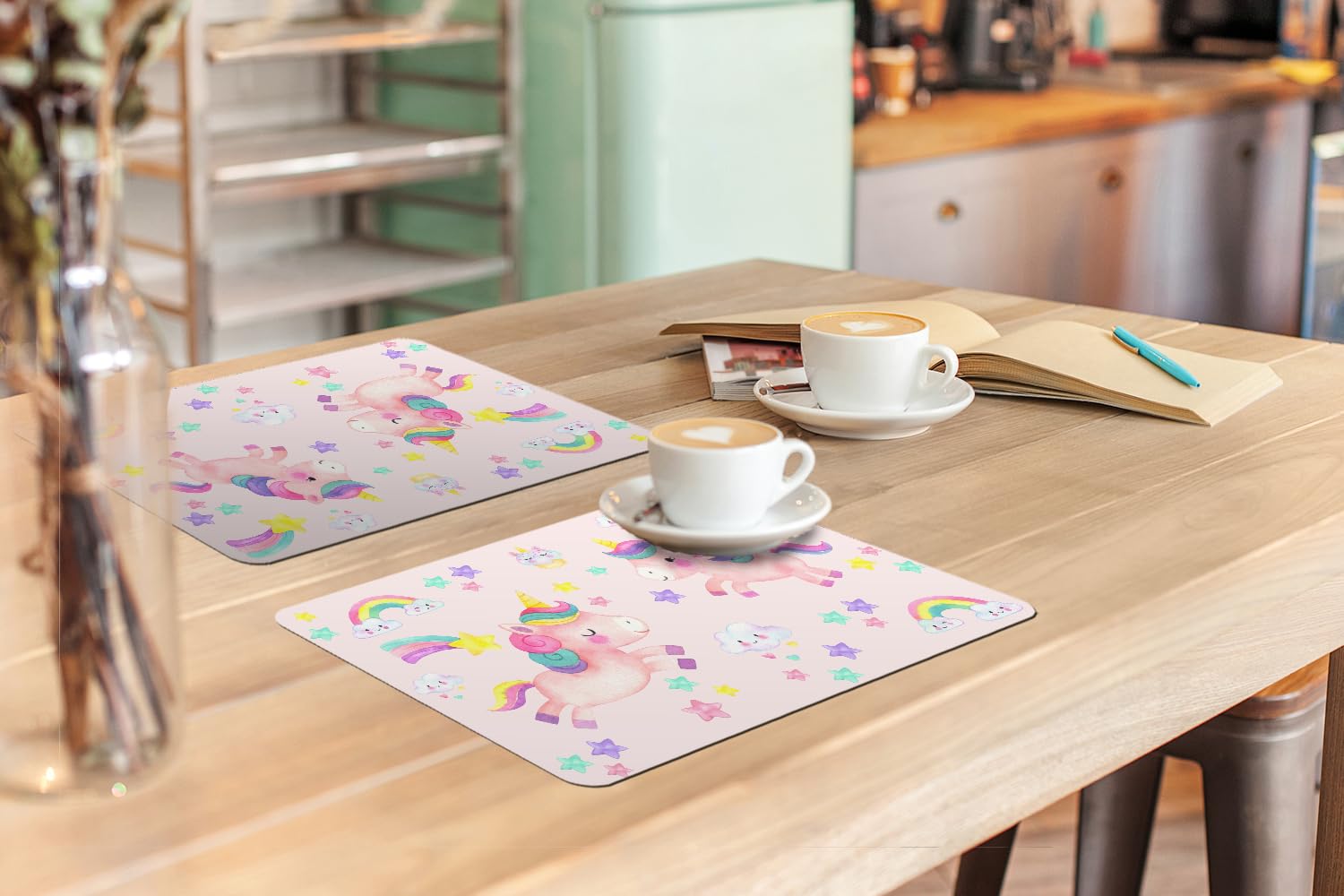 Set Di Tovagliette Americane Lavabili 6 Pezzi 45x30 Cm - Design Moderno Tramonto E Spiaggia - Antiscivolo E Protettive