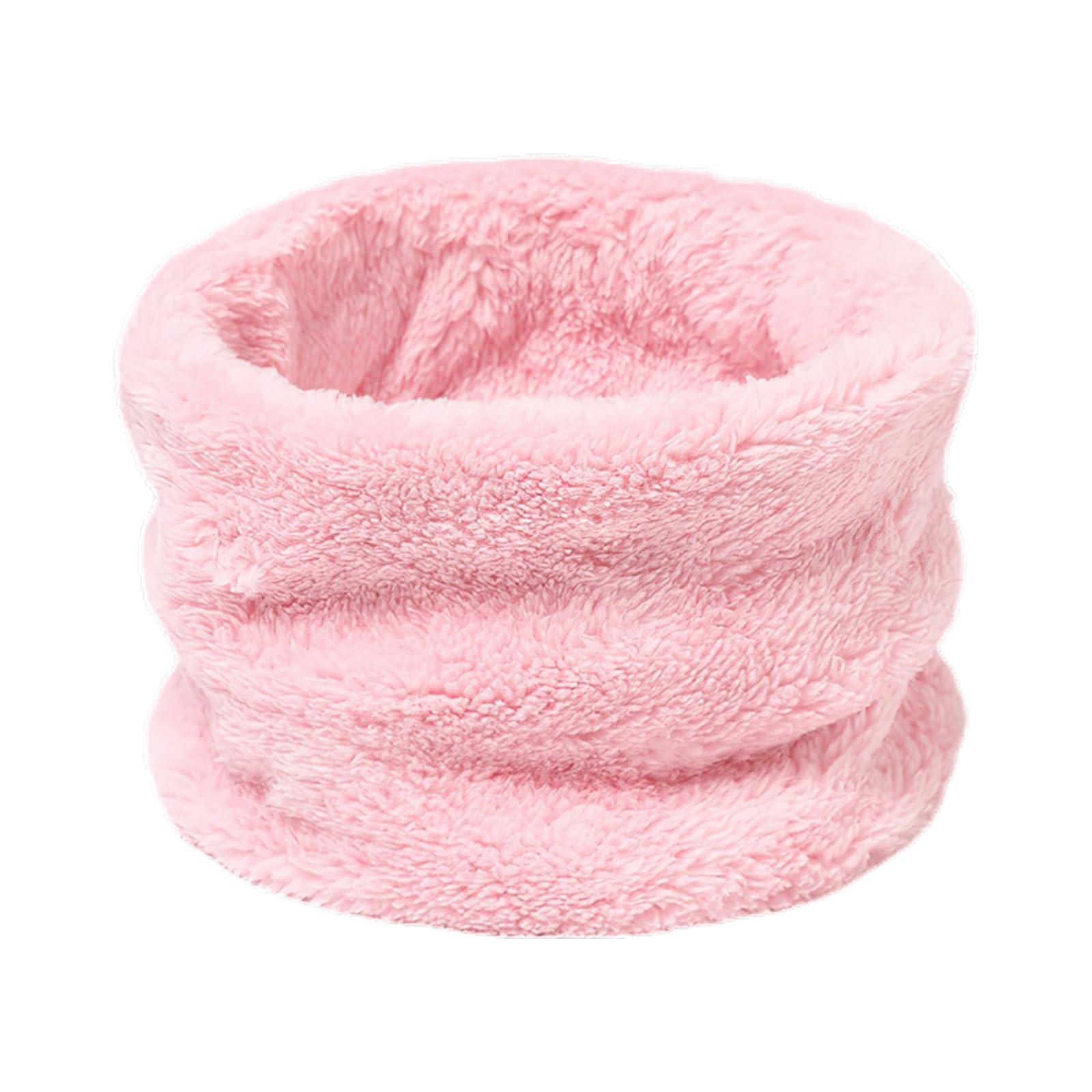 2 stuks Winter Fleece Warme Kids Sjaal Jongens Meisjes Ronde Sjaals Winddichte Nek Warmer Gezichtsbedekking Masker (2Pcs - Roze Lichtgrijs