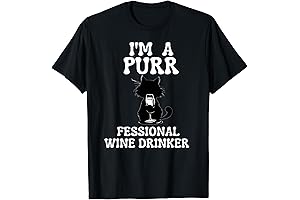Amusing 'I'm Purr-Fessional Wine Drinker' Tee for Cat & Wine Aficionados