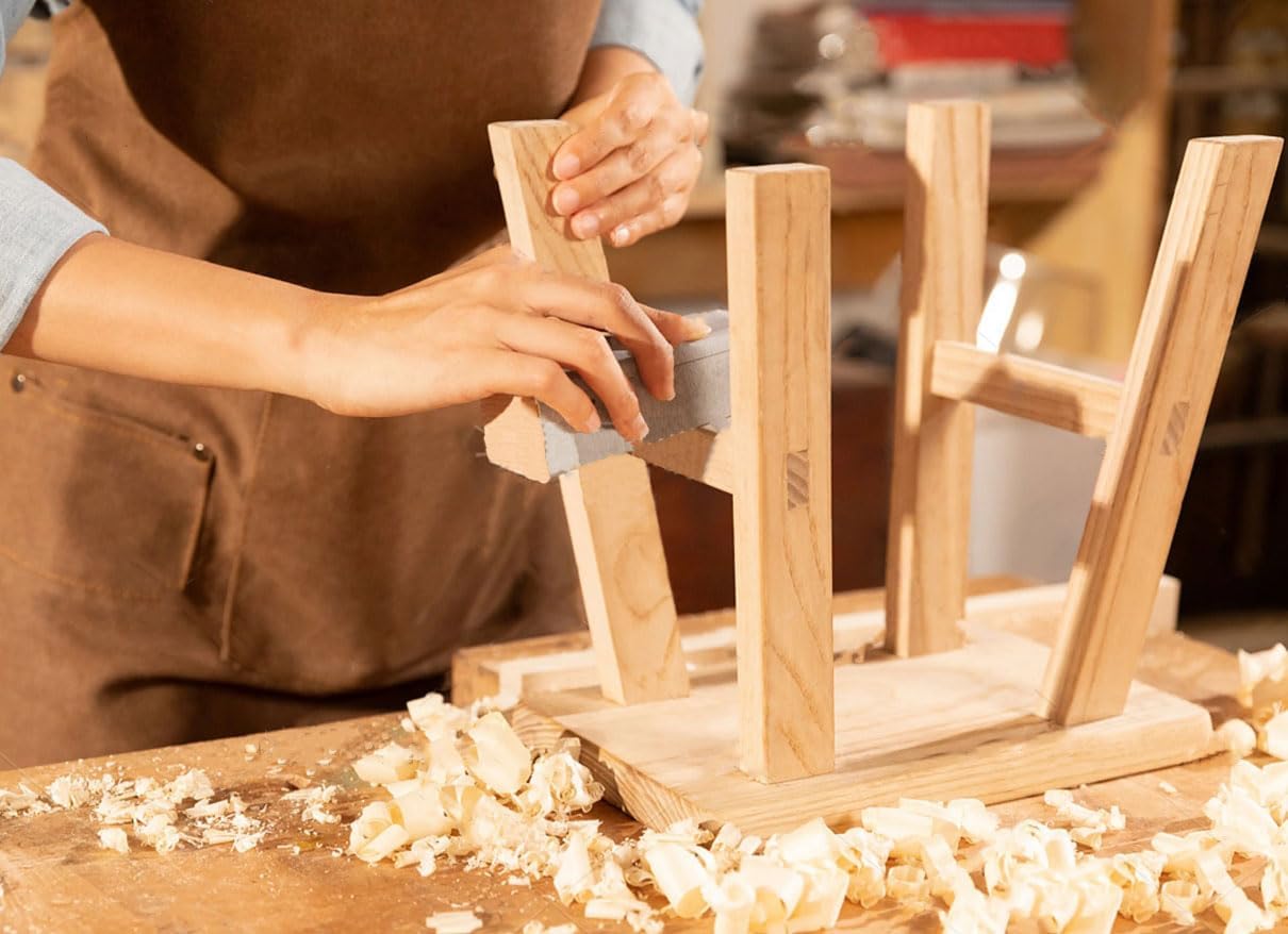 Handmade Solid Wood Stool Milking10 Height Wooden Step Stool Simple Wooden Viking (12" Long 6" Wide)