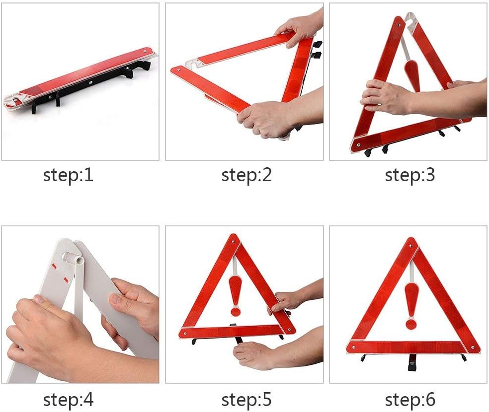 Triangle Reflector,Universal Foldable Emergency Car Truck Van Warning Triangle Signs Road Safety Reflective Exclamation Point Sign Triangle Warning Kit Tool with Carrying Case (3 Pack)