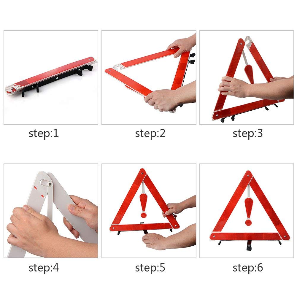 Marco de advertencia triangular, reflector triangular, universal de emergencia para coche, camión, furgoneta (paquete de 10)