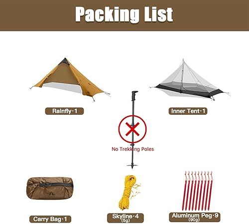 Miniatura 7 de Night Cat Tienda de campaña ultraligera para 1 persona para mochilero profesional, excursionista de 2 libras, solo Lanshan Mochilero Bivvy Tienda de