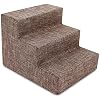 Best Pet Supplies Dog Stairs for Small Dogs & Cats, Foam Pet Steps Portable Ramp for Couch Sofa and High Bed Non-Slip Balanced Indoor Step Support, Paw Safe No Assembly - Brown Linen, 3-Step
