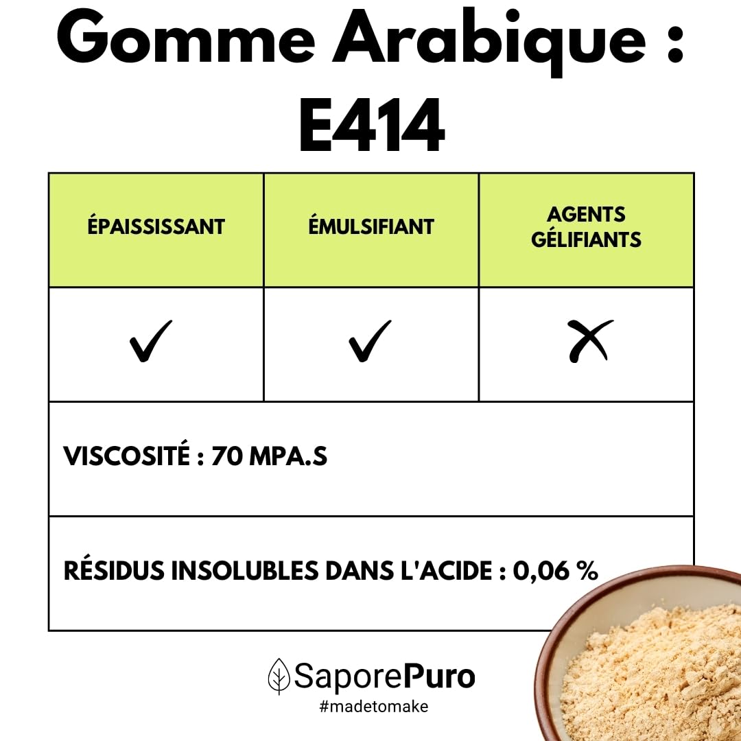 Saporepuro Gomme Arabique en poudre 1000 gr - 125 gr - 50 gr