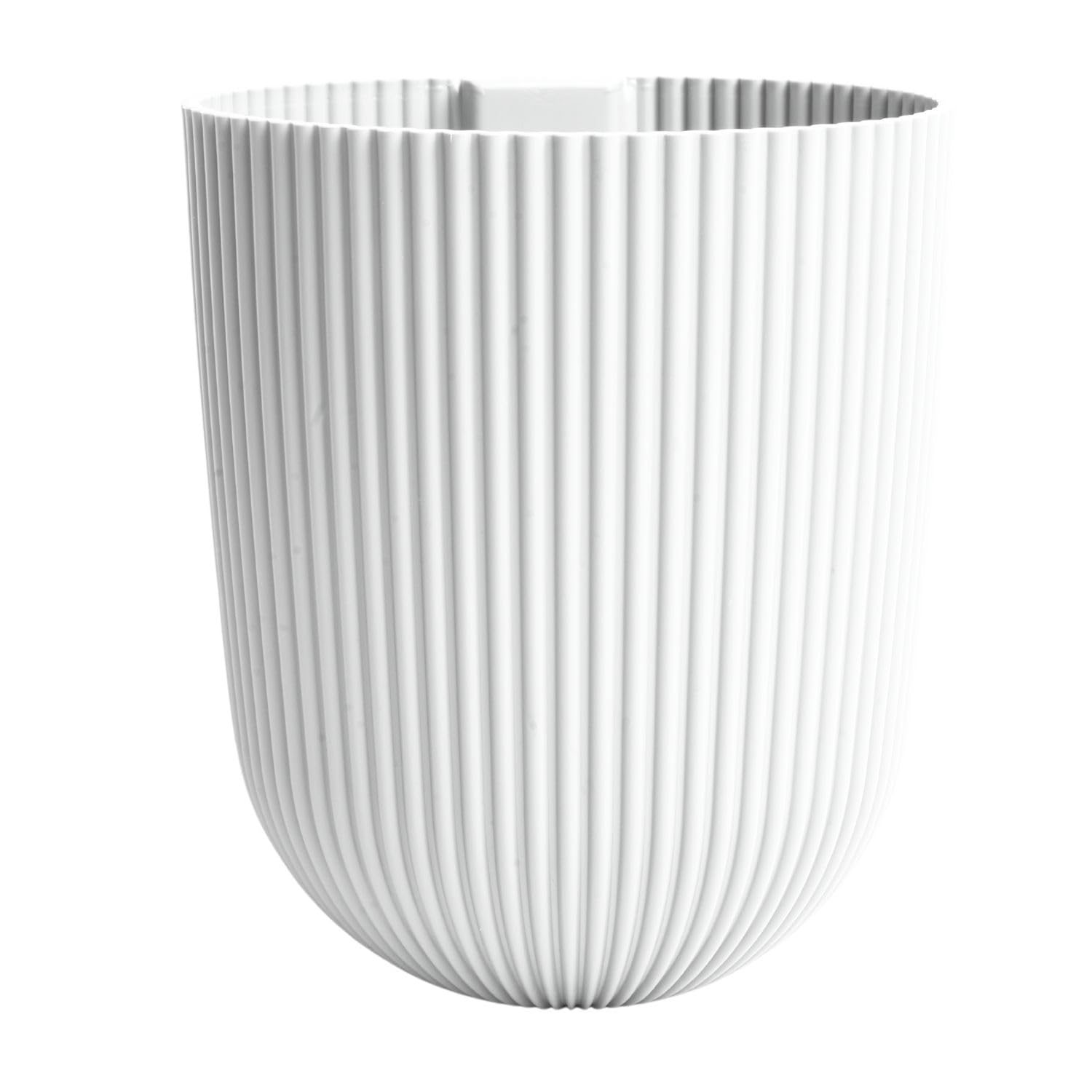 B2c White Wall-Mounted Flower Pot – Modern Ridged Design, Plastic, Indoor & Outdoor Planter, 2.1L, Compact Vertical Garden Pot (White)