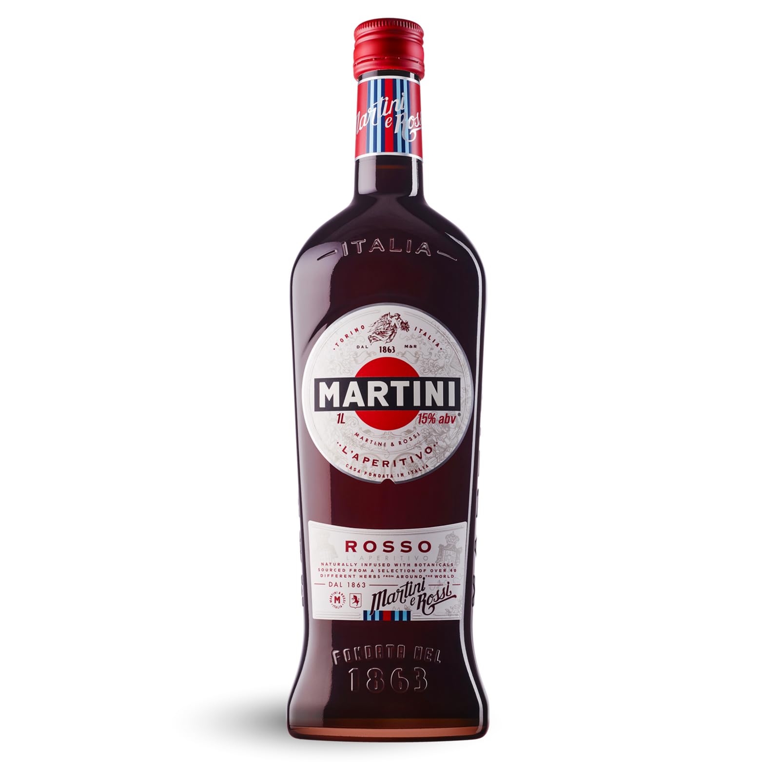 MARTINI Rosso Red Vermouth Aperitivo, 15% ABV, 100cl / 1L, Vermut dulce con infusión de hierbas regionales