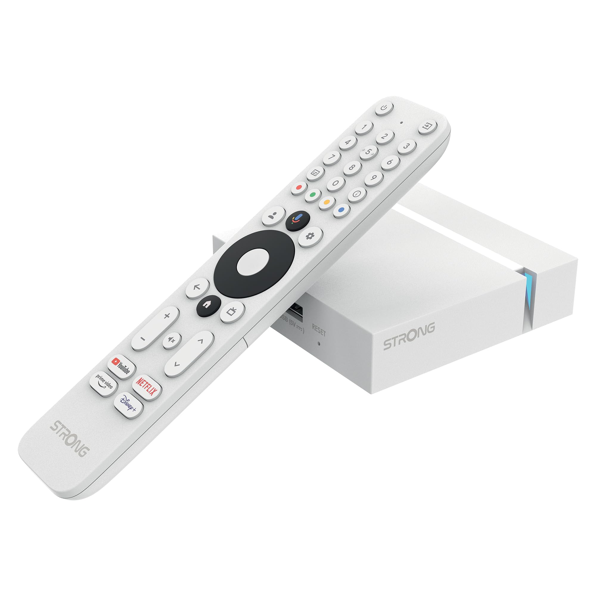 STRONG - Streaming Box Android TV 4K UHD - Leap-S3+ V2 - Chromecast Integrado - Compatible con Asistente de Voz Google - Dolby Atmos & Dolby Vision - Fácil de Instalar - Blanca