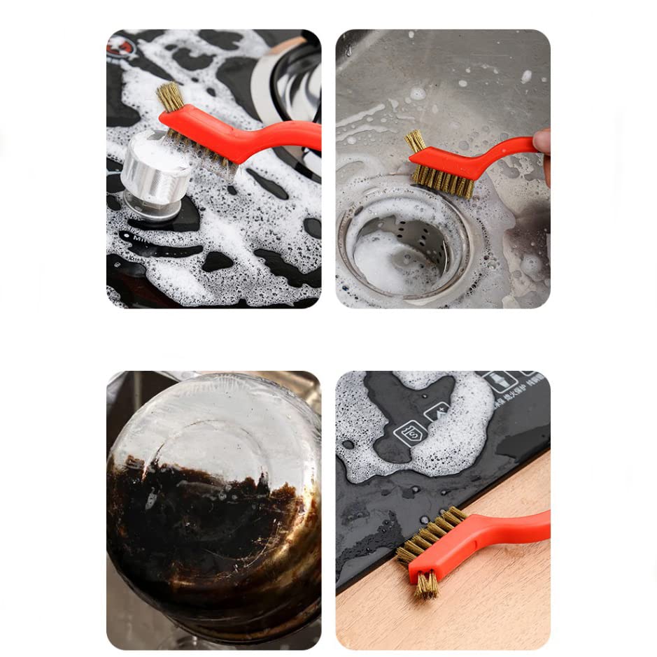 ワイヤースクラッチブラシセット ソフトグリップ 錆、汚れ、ペイントのこすり洗い用 ディープクリーニング付き (18、18個 - 真鍮