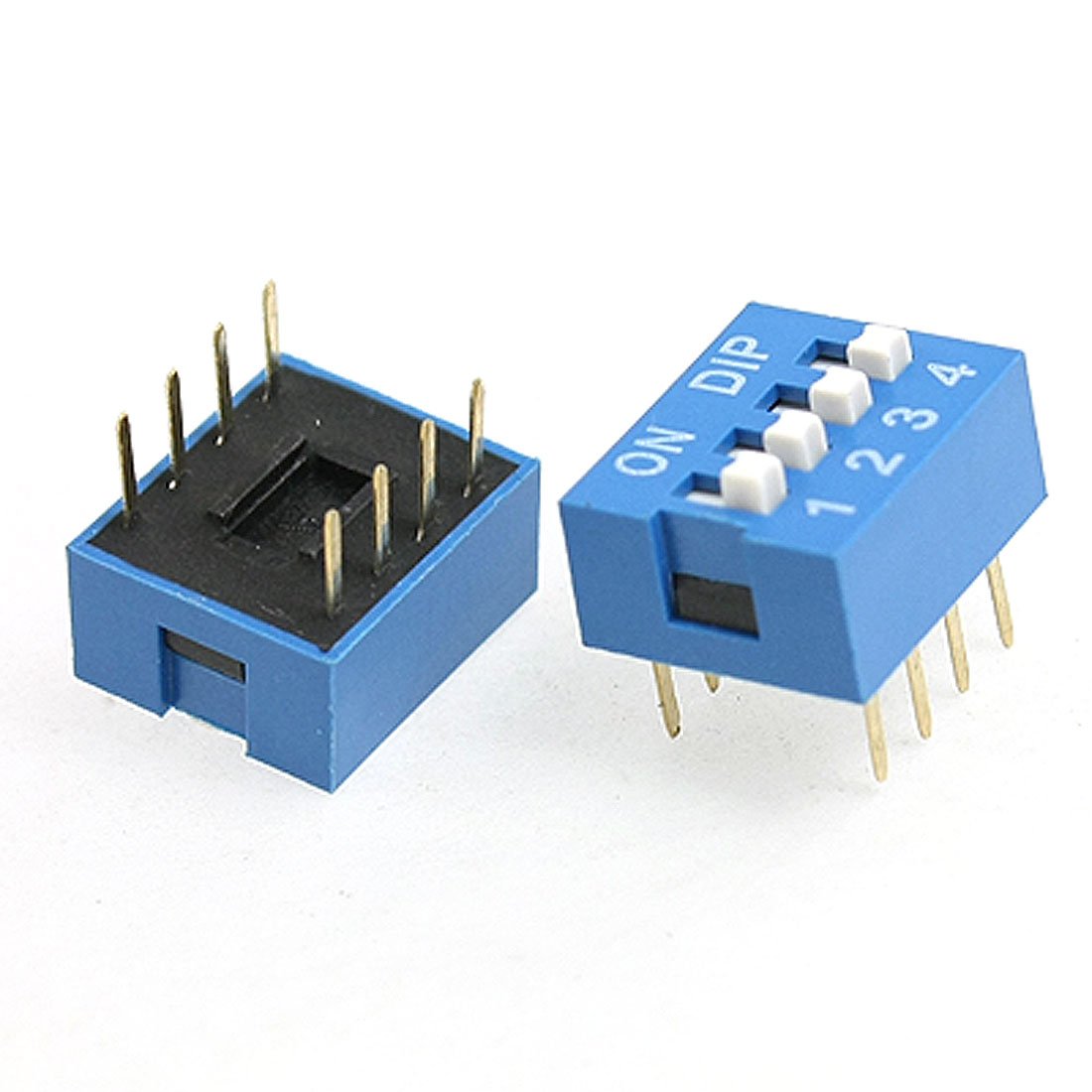 Sourcing Map Sourcingmap Pcs 2.54Mm Pitch 4 Positions 8 Pin Blue Dip Switch 4P Size 5
