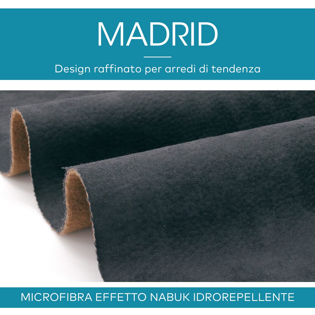 DESHOME Madrid 5 Meter - Meterware für Sofas, Mikrofaser, wasserabweisend, Lederoptik, robuster Stoff für Polstermöbel, Sessel, Kissen, Stühle, Möbel (Anthrazit)