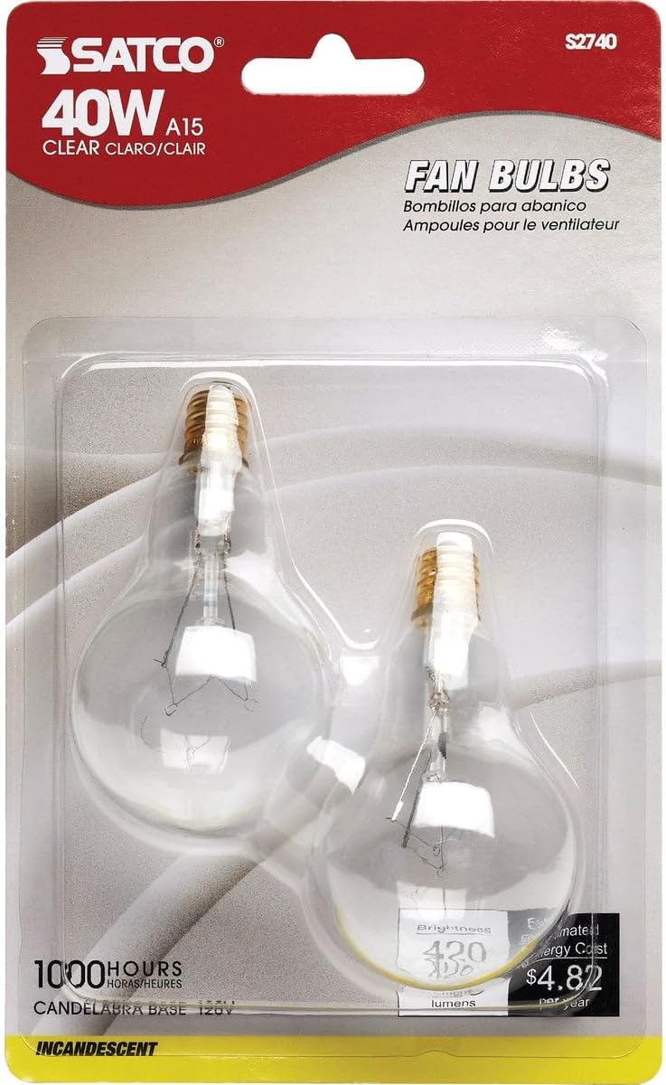 Satco 40 watts A15 A-Line Incandescent Bulb E12 (Candelabra) Soft White 1 pk