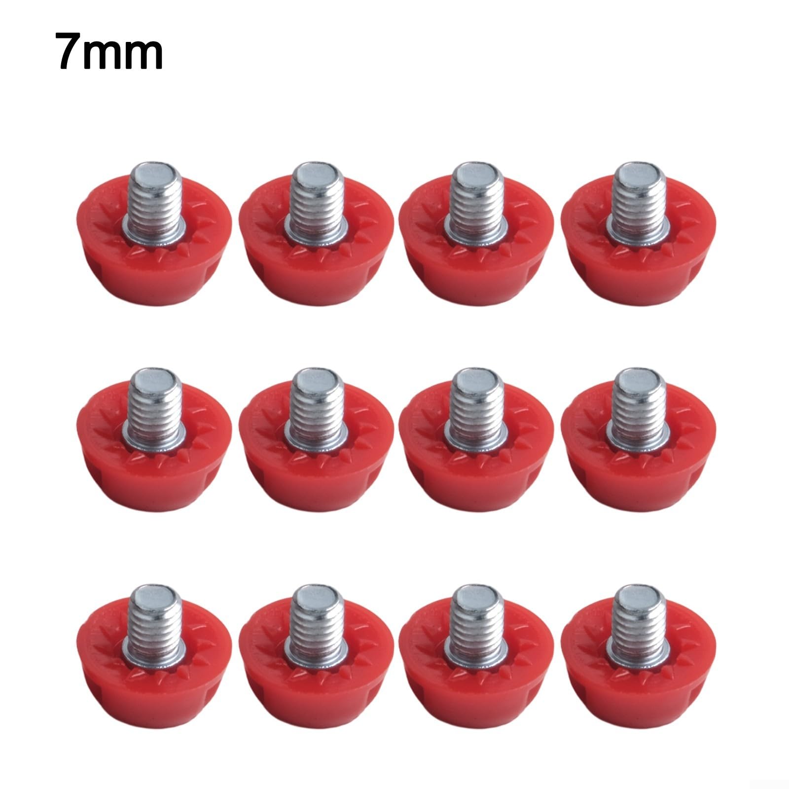 Set di 12 tacchetti di ricambio per scarpe da calcio, misure da 7 mm e 10 mm, per tacchetti da calcio da uomo, presa forte, in plastica antiscivolo, con chiave inglese (rosso)