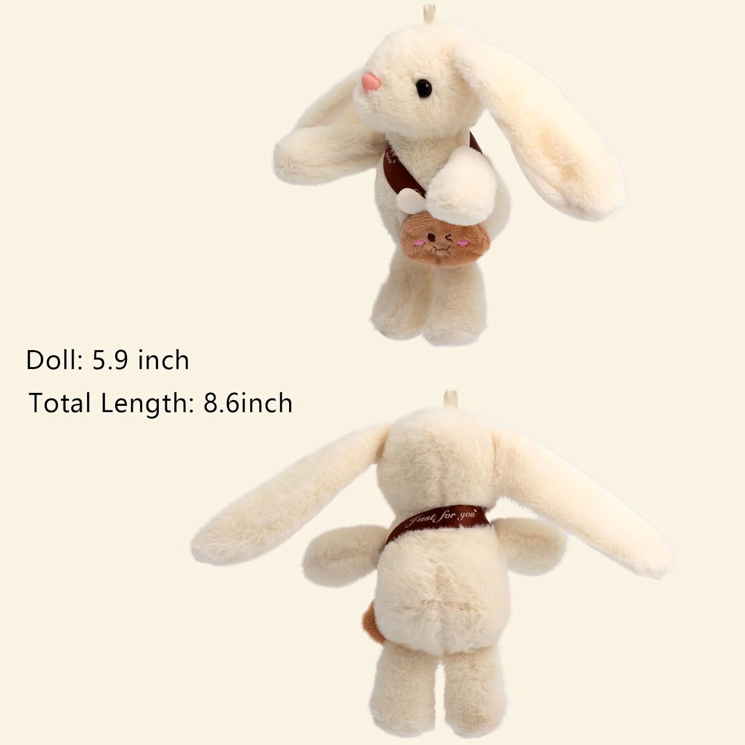 Cute Keychain Bunny Plush Rabbit Key Chain Smiling Cloud Keychains Women Bag Purse Backpack Charms image 5
