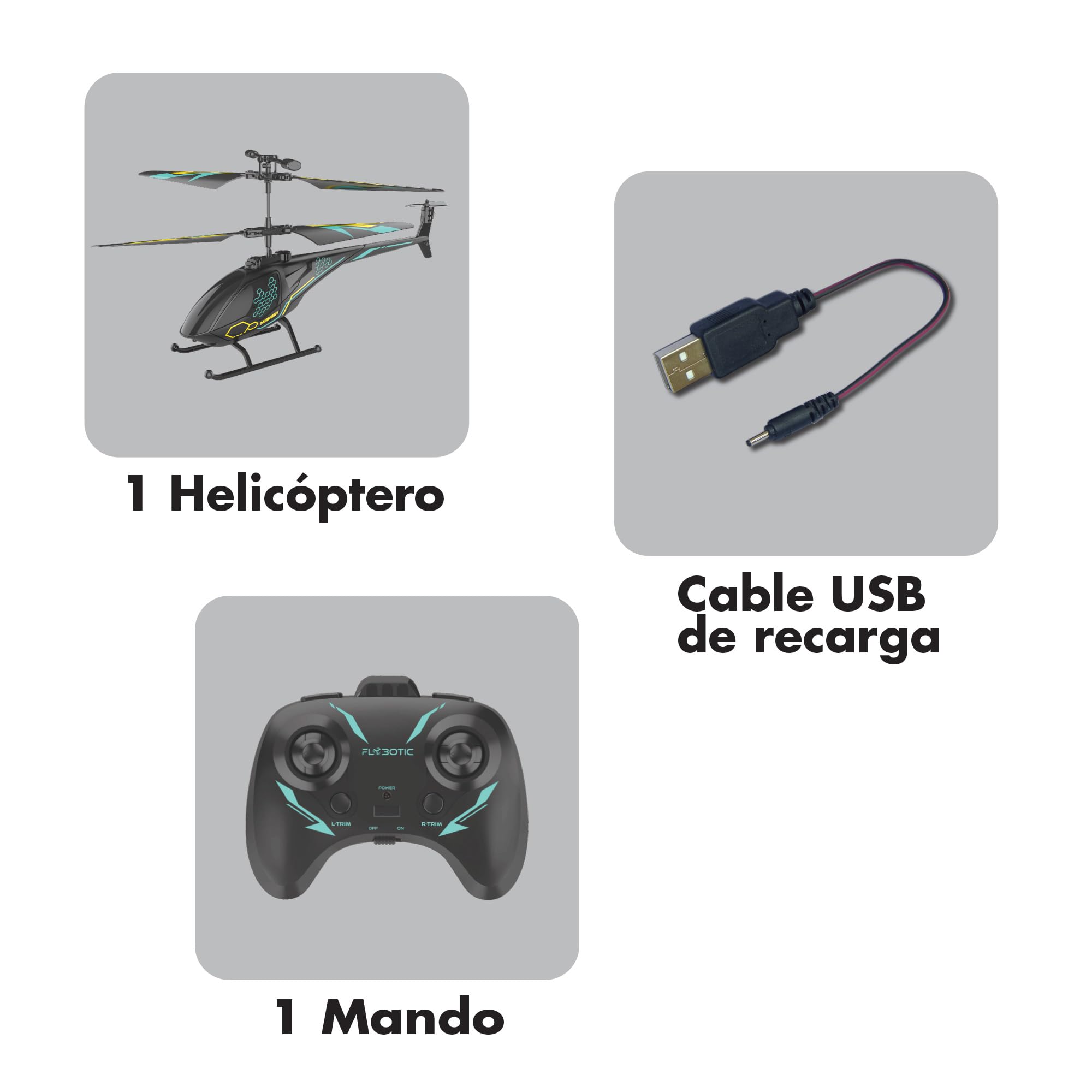 Bizak FLYBOTIC Air Mamba, helicóptero radiocontrol con 2 Canales, con Luces LED, Juguete de fácil Control con Infrarrojos para Principiantes, Regalo a Partir de 8 años de Edad, (62004753)