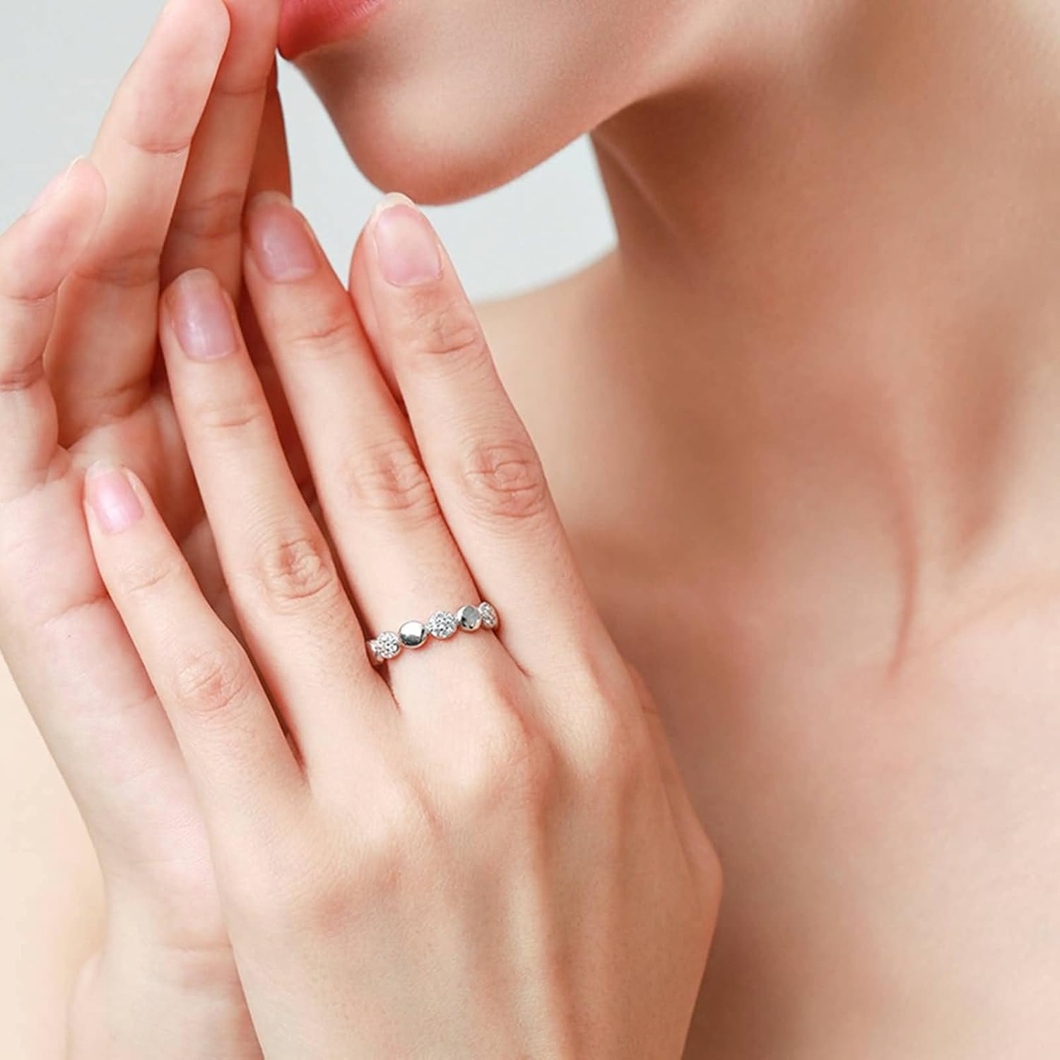 Real 925 Sterling Silver Rings for Women 925 Rings for Teen Girls Round with Cubic Zirconia Silver Rings