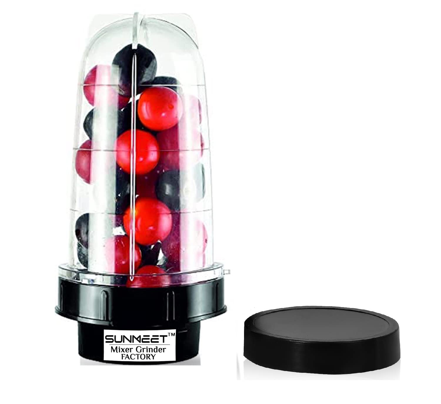Sunmeet Big Bullet Jar for Mixer Grinder Large Set of 1 (530 ML) ABS Transparent Plastic Mixer Juicer Jar, Black- NMGF10-image-46