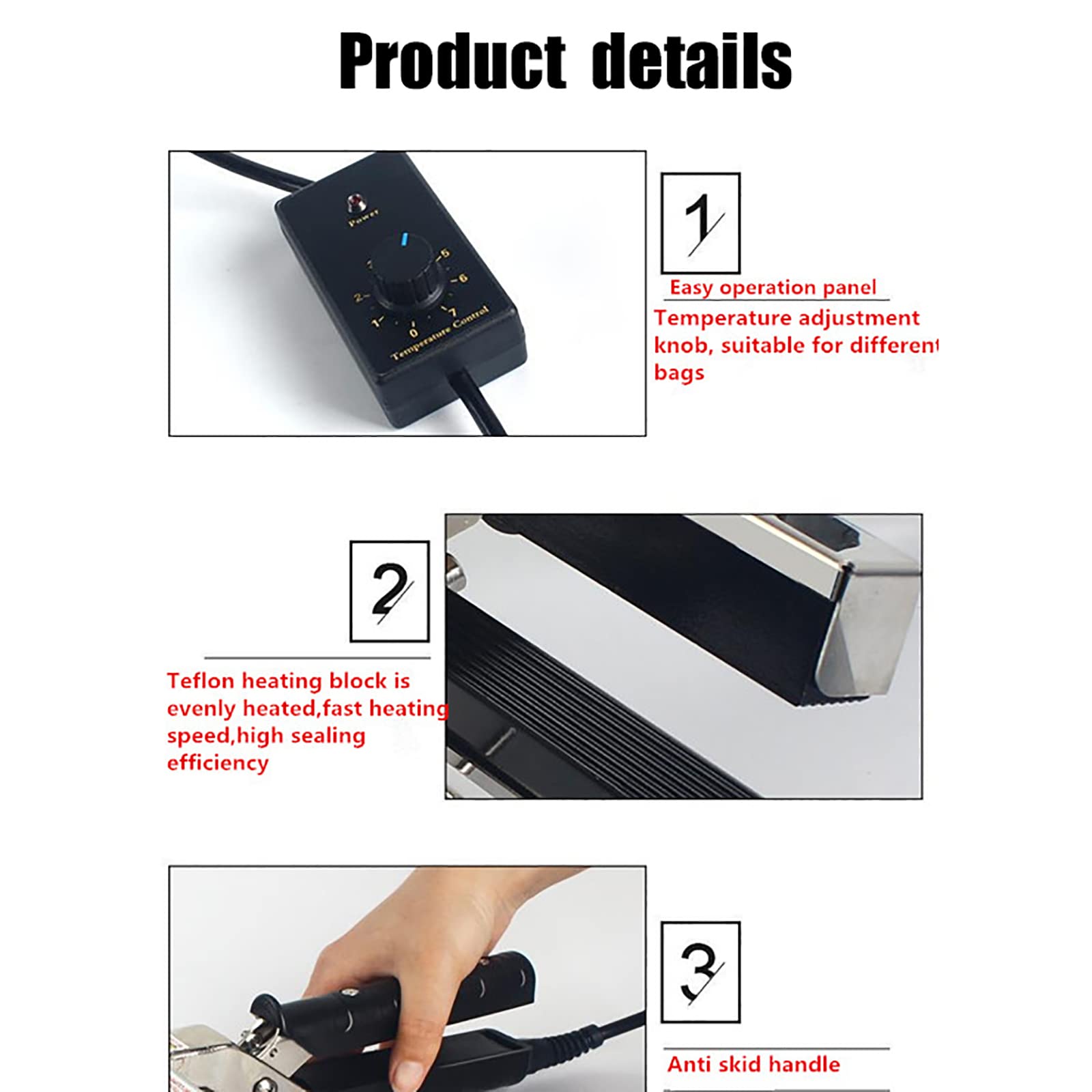 Sigillante a caldo portatile, sigillante portatile per sacchetti in Mylar e alluminio, controllo della temperatura regolabile, tenuta efficiente per la conservazione degli alimenti, facile da usare