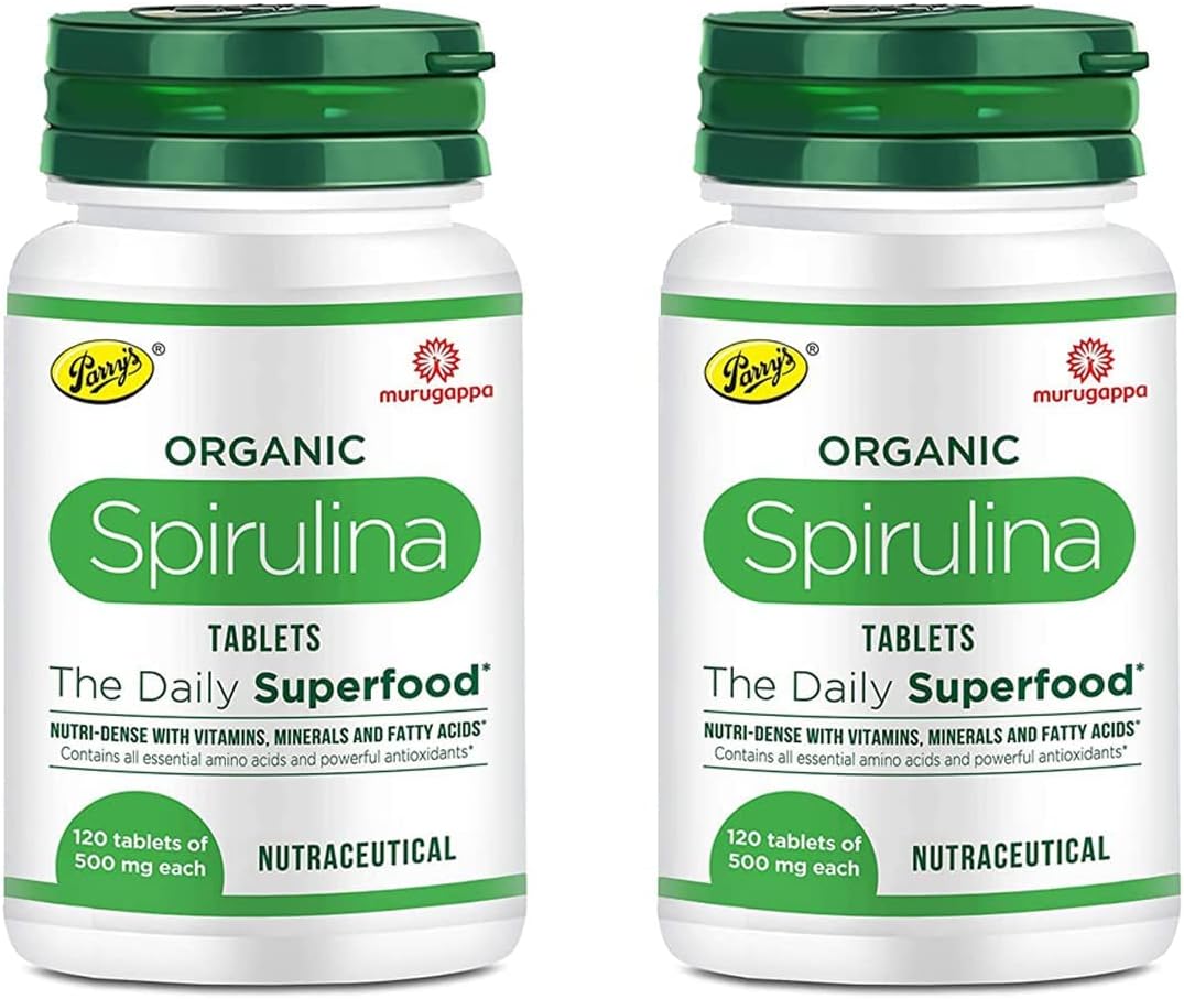 Viva Organic Spirulina Tablets - Most Bio-Available Protein & Nutri-Dense Superfood | Immunity and Health Supplement | Metabolism Booster | 100% Vegan | 120 Tablets (500mg Each)