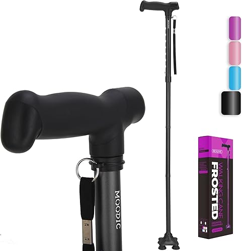 Bastones de caminar para hombres y mujeres, mango extendido base sólida plegable alturas ajustables ligeros bastones resistentes para personas