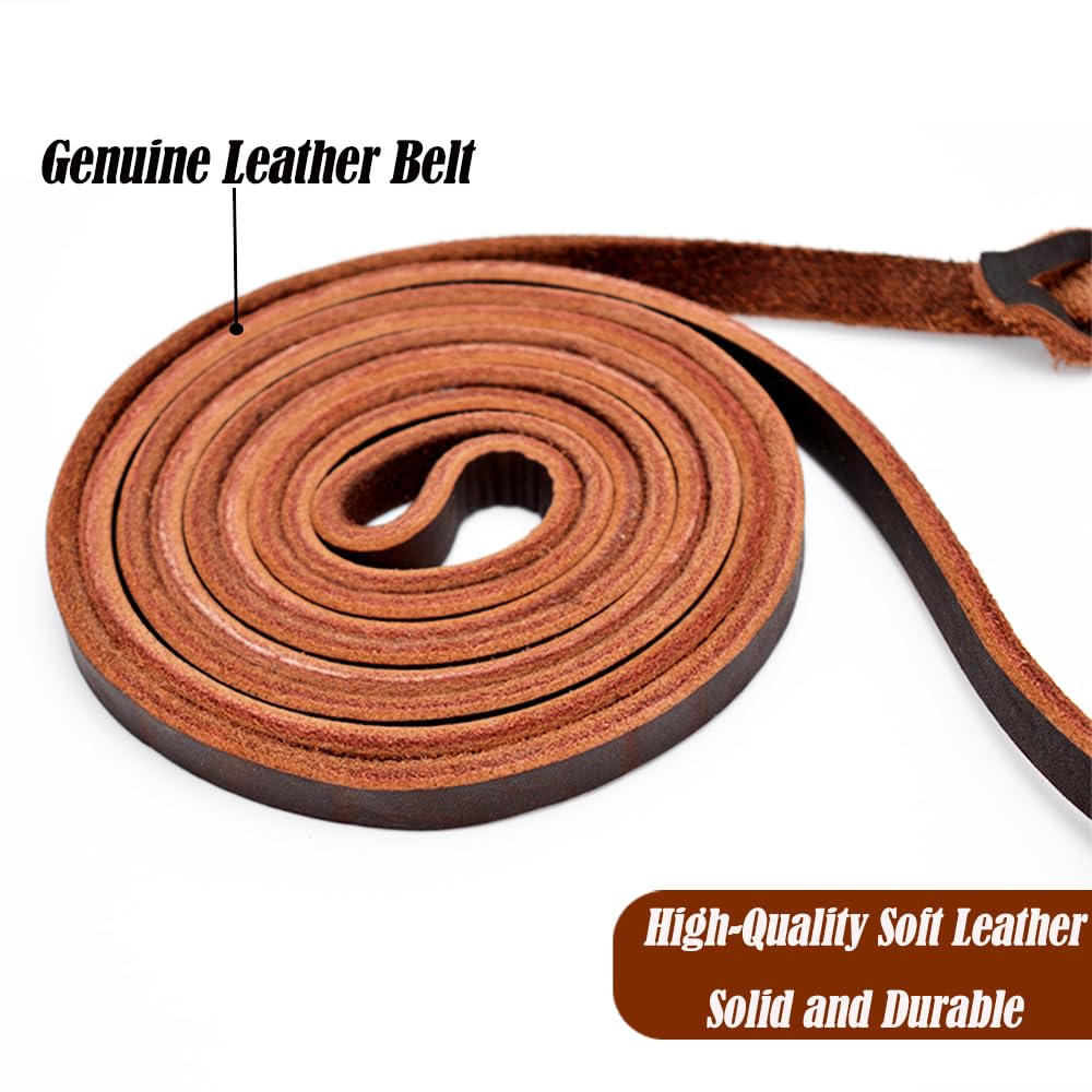 BJEBWAL 12INCH Leather Dog Lead - Short Braided Genuine Leather Lead - Dog Training Lead - Dog Walking Lead (Retro Style, 2FT-1/2"W) - Image 4