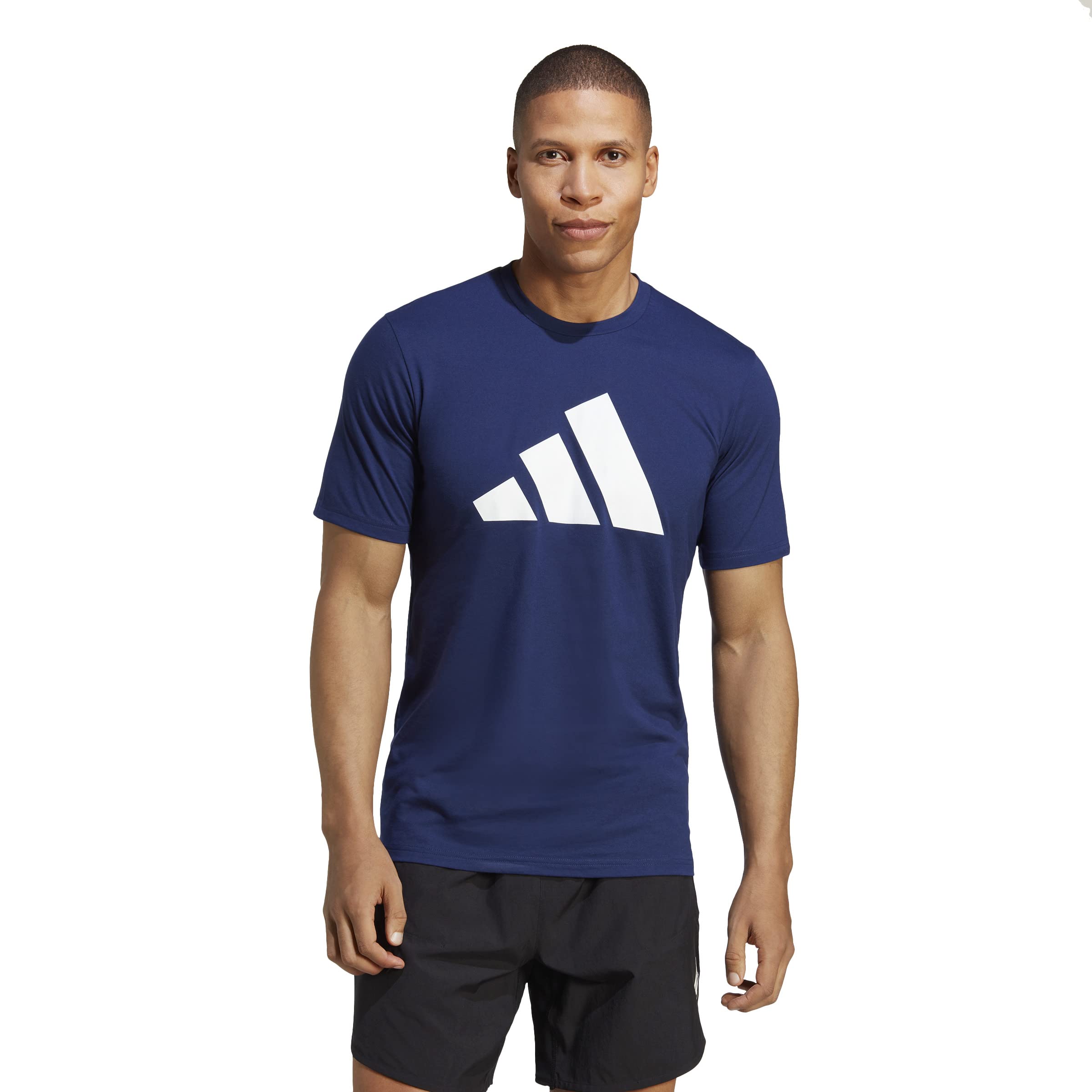 adidas Men's Train Essentials Feelready Logo Training Tee, Dark Blue/White, M