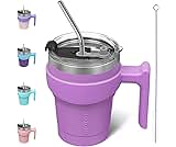 BJPKPK 10 oz Tumbler With Handle Insulated Tumbler With Lid And Straw Stainless Steel Travel Mug Coffee Cups,Lavender