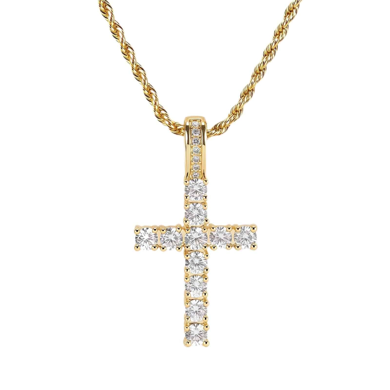 Gold Cross Necklace for Women 14K Gold Plated Cubic Zirconia Dainty Jewelry 23.62-Inch Gold Non-Tarnish Chain & Cross Pendant – Comfortable Fit for Most Neck Sizes with a Durable Finish