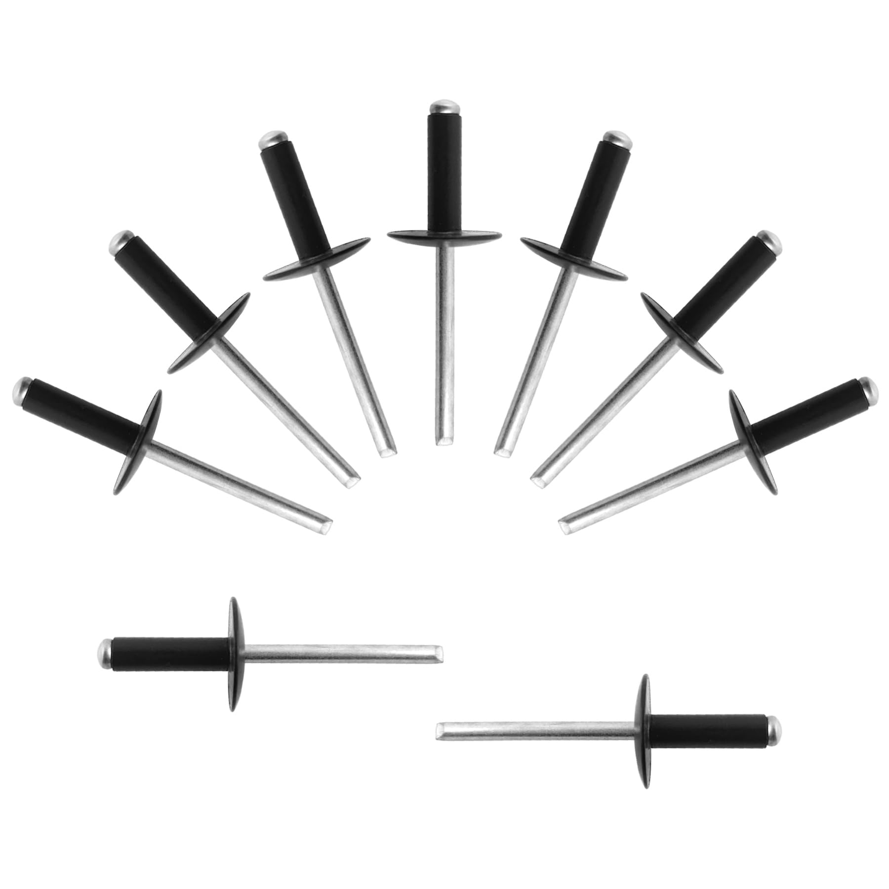 All Black Aluminum Rivets - 110pcs -12