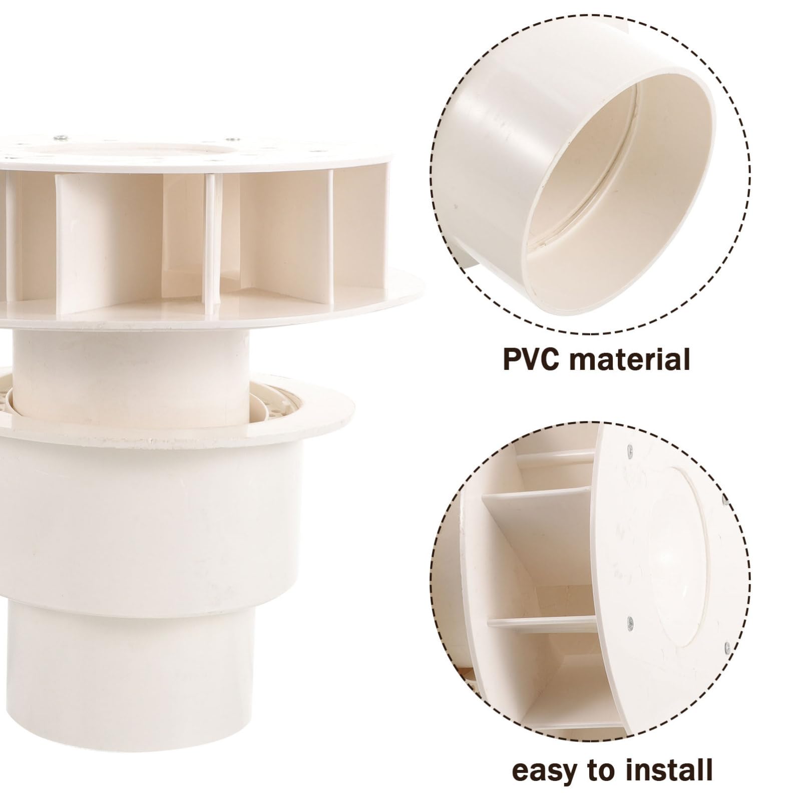 Uonlytech Filtro Colador de Bajante de Canalón Pvc Blanco Sifón para Desagüe de Bajante que Previene Inundaciones y Rebosamientos en Drenaje de Agua de Lluvia