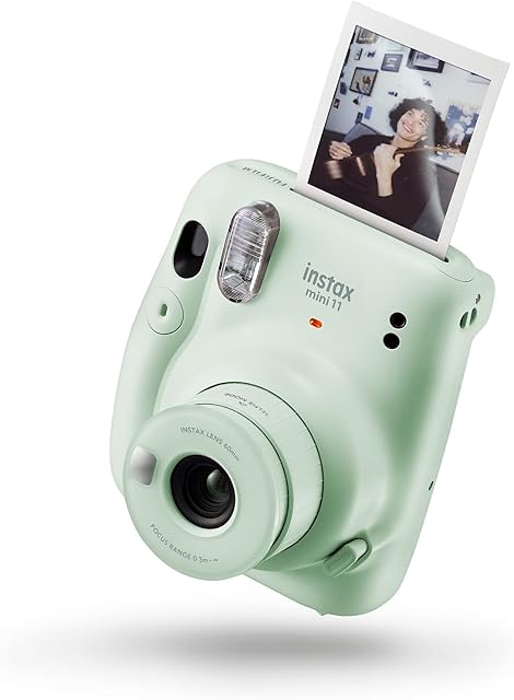 instax mini 11 instant film camera, auto exposure and Built in selfie lens, Pastel Green