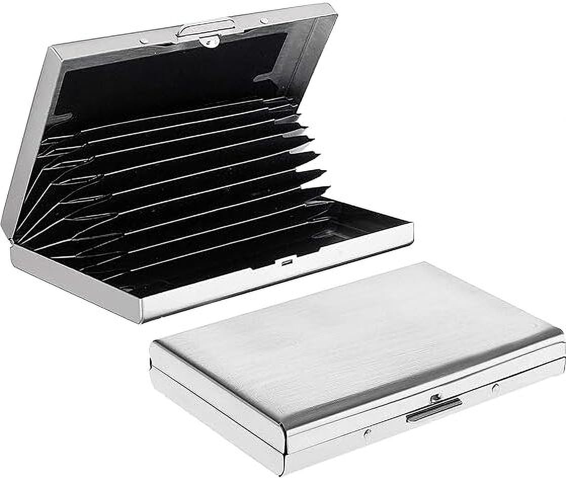 Men & Women Casual Silver Aluminium Card Holder (6 Card Slots)_37 (Lock Card Holder Silver BZ)-image-0