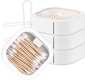 Nvhaly 4 Pcs Hair Tie Organizer, Portable Hair Tie Containers Storage Box Small Stackable Hair Ties Qtip Travel Holder Cotton Swab Dispenser Hair Accessories Organizer for Girls (4PCS,white)