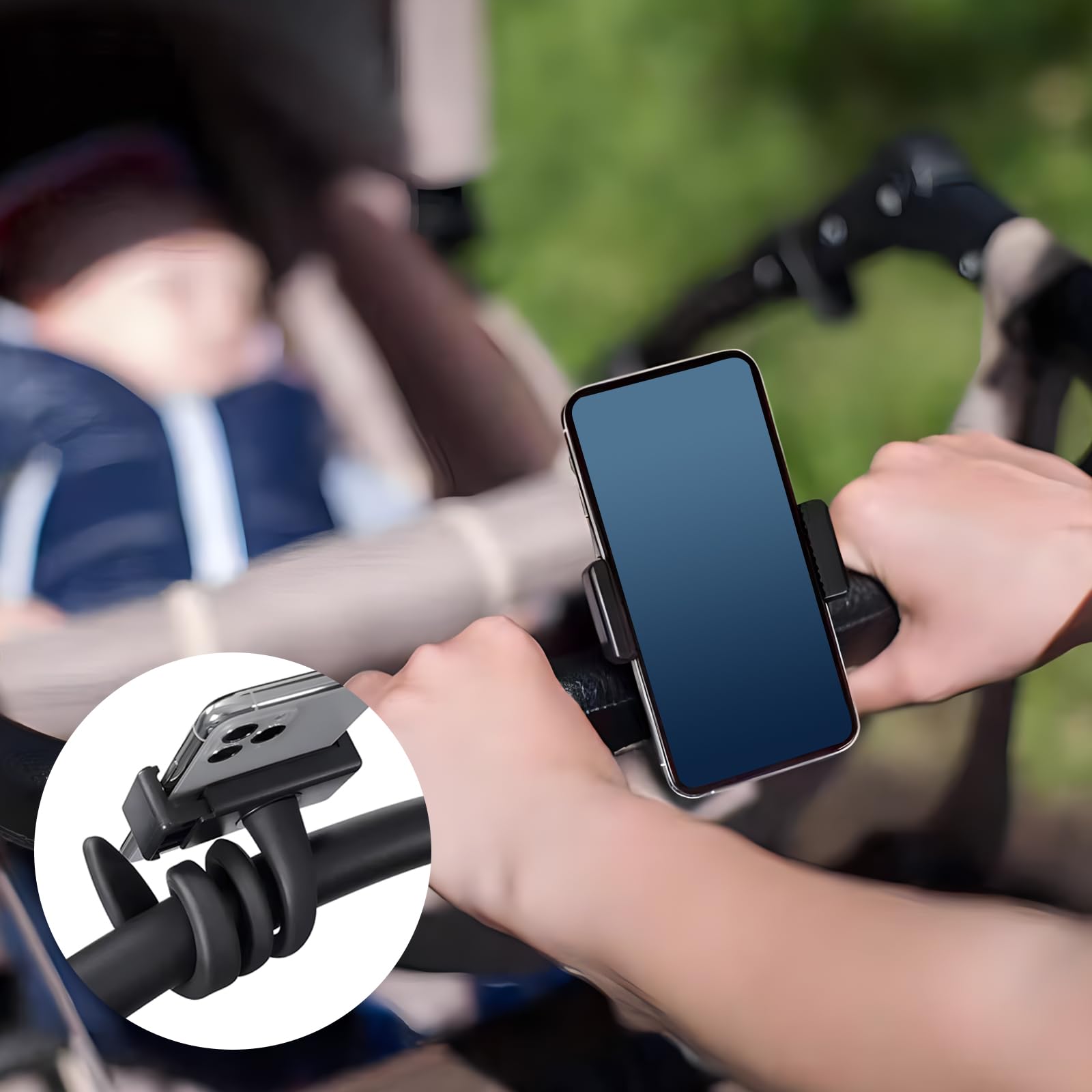 Supporto per Telefono Passeggino, Supporto Cellulare per Passeggino, Accessori per Passeggino con Braccio Flessibile, Ideale per l'Uso a Mani Libere