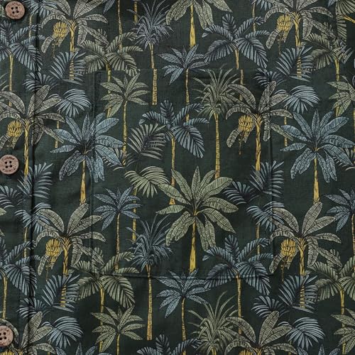 1950s Tropical Hawaiian Shirt for Men Rainforest Print Cotton Button Down Short Sleeve Shirt Tropical Rainforest3