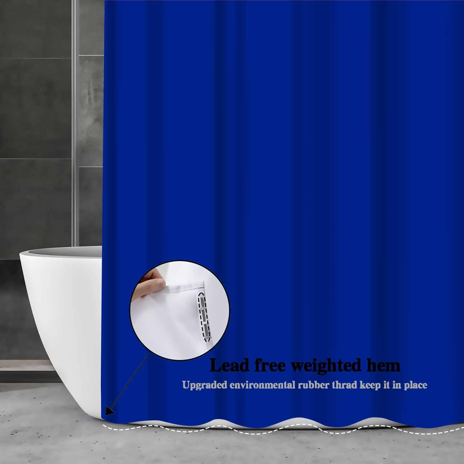 Classic Royal Blue Shower Curtain, Solid Color Washable Thicken Heavy Duty Fabric Bathroom Curtain, Water Repellent Upgrade Polyester Shower Curtains with Hook, 60 X 72 Inches, YLYYNT2478