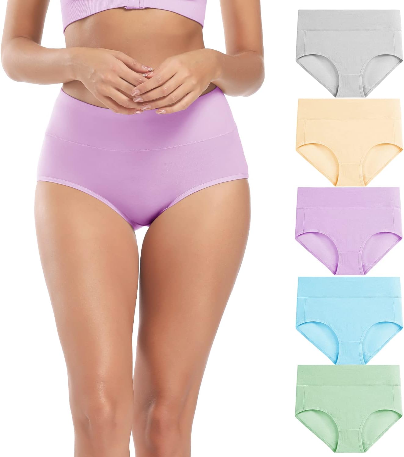Women's Cotton Underwear High Waisted Full Coverage Ladies Panties (Regular & Plus Size)