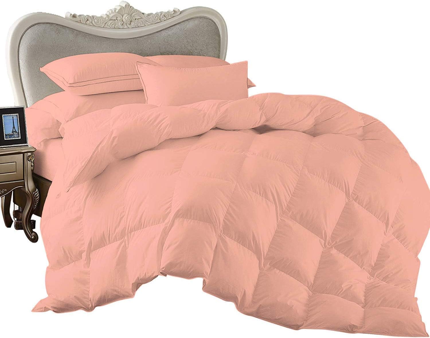 1 Piece Comforter and 3 Piece Duvet Cover King/California King by High Kotton Premium 800 Thread Count 100% Egyptian Cotton Deep Solid Luxurious Hotel Class Bedding Super Soft Peach