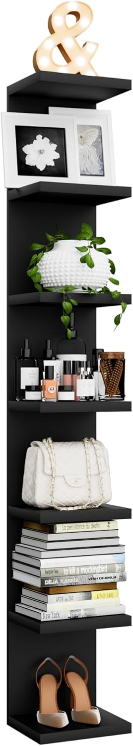 7 Tier Wall Shelf Unit, Floating Shelves for Storage Home Display, Versatile Lack Wall Shelves for Bedroom,Living Room,Office Decor, Tall Long Shelf for Book,Shoe,Vanity, Purse and TV White