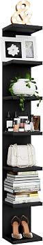7 Tier Wall Shelf Unit, Floating Shelves for Storage Home Display, Versatile Lack Wall Shelves for Bedroom,Living Room,Office Decor, Tall Long Shelf for Book,Shoe,Vanity, Purse and TV Black