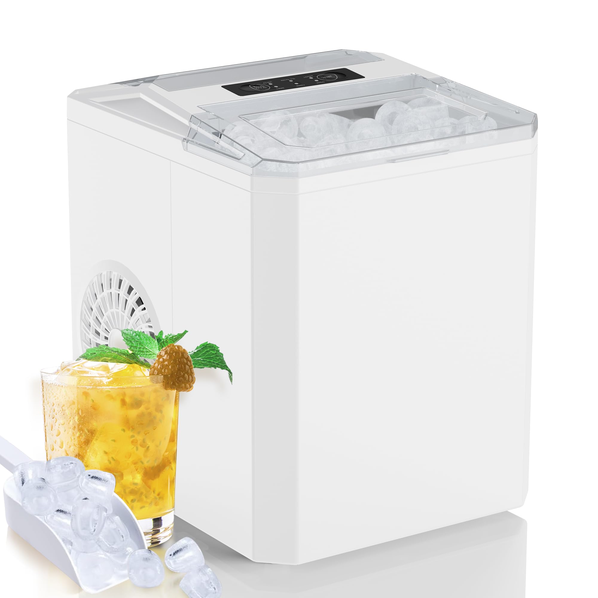 Photo 1 of ***NON FUNCTIONAL*** Smug Countertop Ice Maker, 9 Cubes in 6 Mins, 26lbs in 24Hrs, 2 Sizes of Bullet Ice, Auto-Cleaning, Portable Ice Machine with Handle, Basket and Scoop for Home Kitchen, Party, Camping(White)